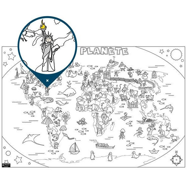 Coloriage Géant Pour Enfants L'Atlas 80 X120 Cm pas cher