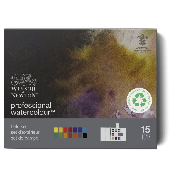 photo - Peinture aquarelle - Extra-fine - Boîte de voyage - 14 demi-godets - Winsor et Newton