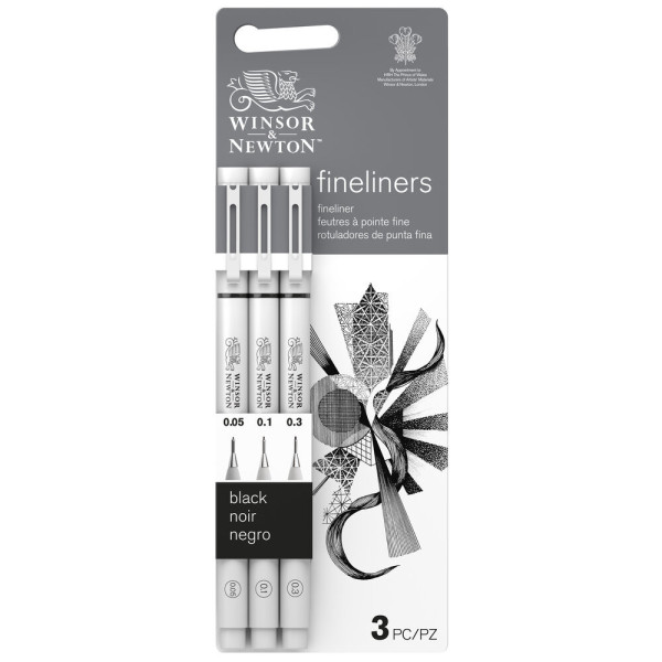 photo-Feutres - Noir - Pointe fine - 0,05/0,1/0,3 - Winsor et Newton - Dessin - Beaux-arts