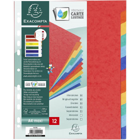Intercalaires A4 + - 12 Positions - Carte Lustrée 225G - Exacompta pas cher