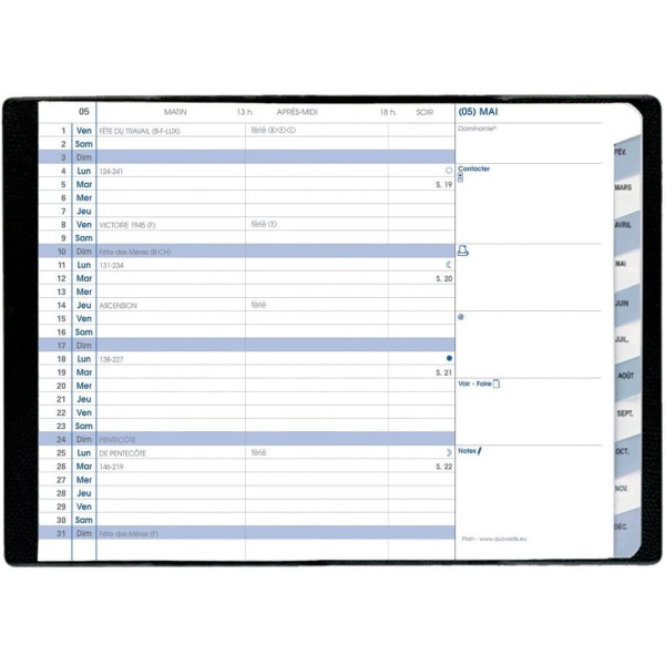 Agenda Mensuel 2021 Plain - 10 X 15 Cm - Noir - Quo Vadis | Surdiscount
