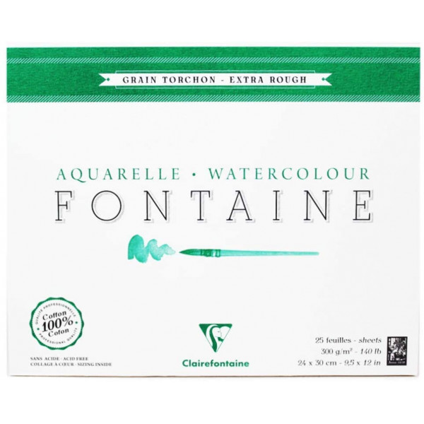 Bloc Aquarelle Fontaine Grain Torchon - 24X30Cm - 300G - Clairefontaine pas cher