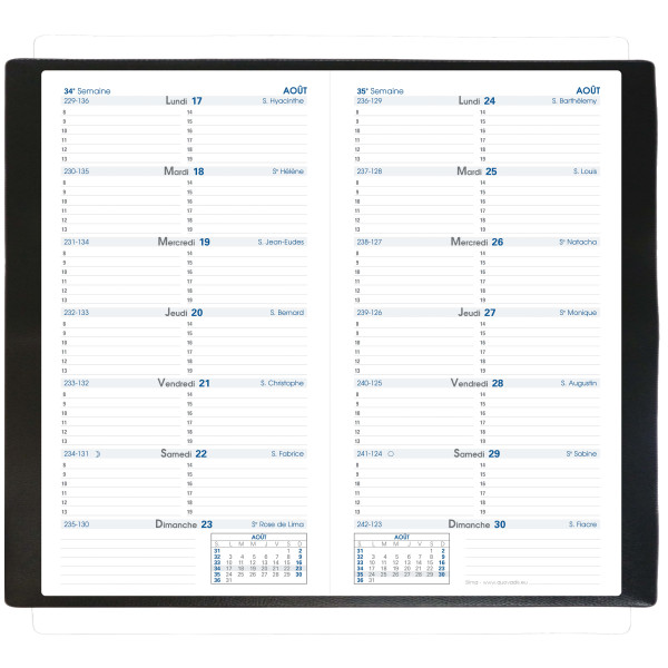 Agenda Hebdomadaire 2021 Silma - 8,8 X 17 Cm - Noir - Quo Vadis | Surdiscount
