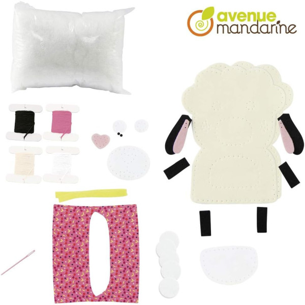 Personnage en feutrine - A coudre - Léontine le mouton - Kit complet - Dès 6 ans