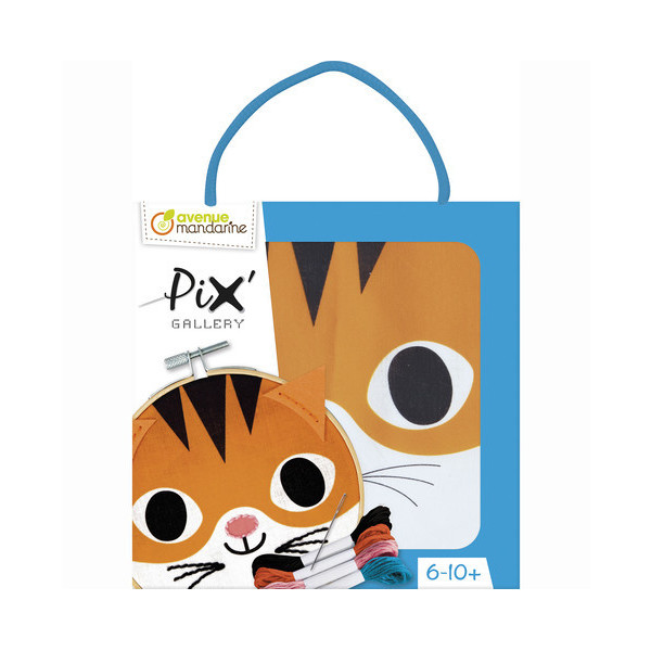 photo - Canevas - Enfant - Point de croix - Petit chat - 18x18cm - Avec tambourin