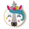 Canevas - Enfant - Point de croix - Licorne - 18x18cm - Avec tambourin