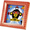 Canevas - Enfant - Point de croix - Singe cosmonaute - 14x14xcm - Fils et aiguilles
