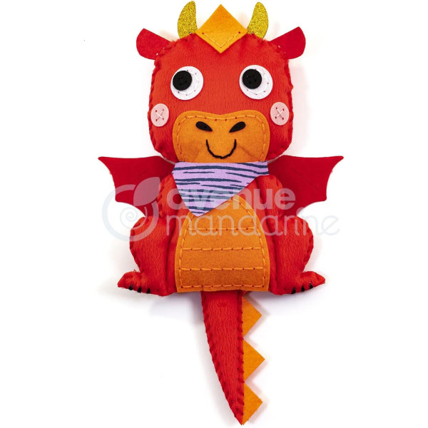 photo - Personnage en feutrine - A coudre - Aaron le dragon - Kit complet - Dès 6 ans