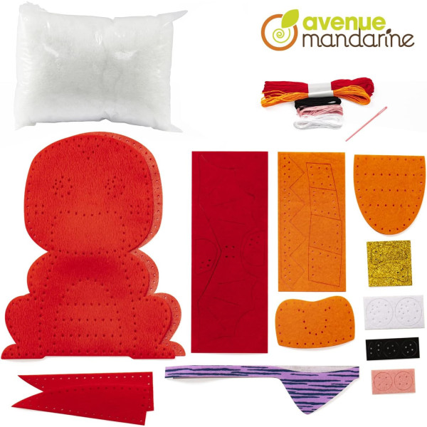 Personnage en feutrine - A coudre - Aaron le dragon - Kit complet - Dès 6 ans