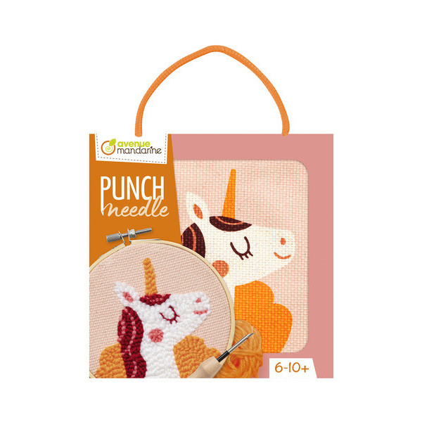 photo - Canevas - Punch Needle - Licorne - Enfant - Avec tambour et accessoires