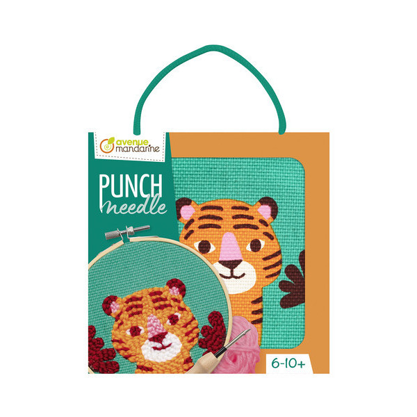 photo - Canevas - Punch Needle - Tigre - Enfant - Avec tambour et accessoires