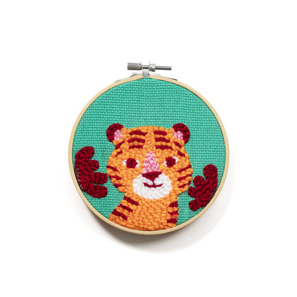 Canevas - Punch Needle - Tigre - Enfant - Avec tambour et accessoires
