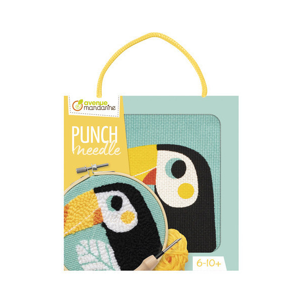 photo - Canevas - Punch Needle - Toucan - Enfant - Avec tambour et accessoires