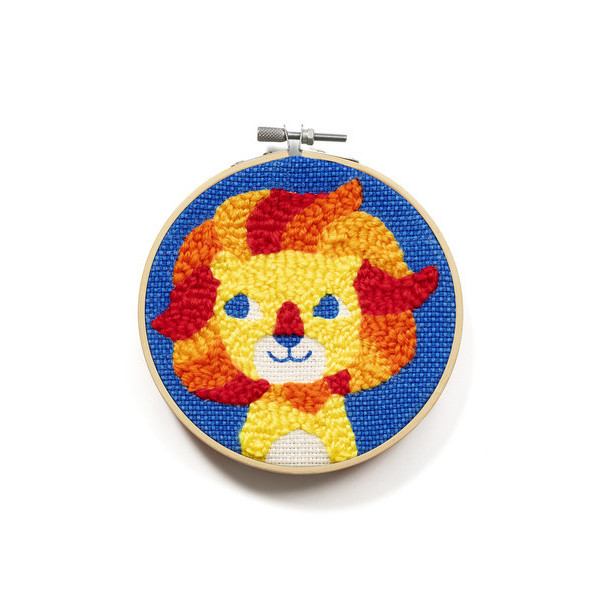 Canevas - Punch Needle - Lion - Enfant - Avec tambour et accessoires