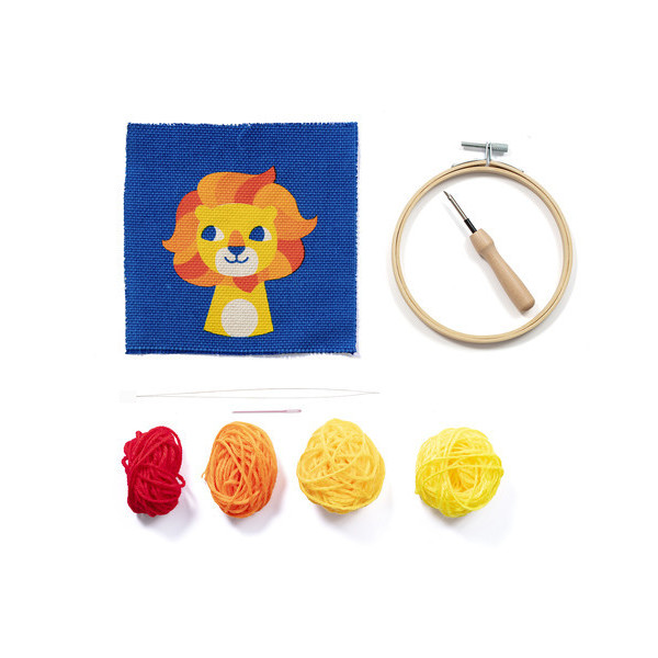 Canevas - Punch Needle - Lion - Enfant - Avec tambour et accessoires