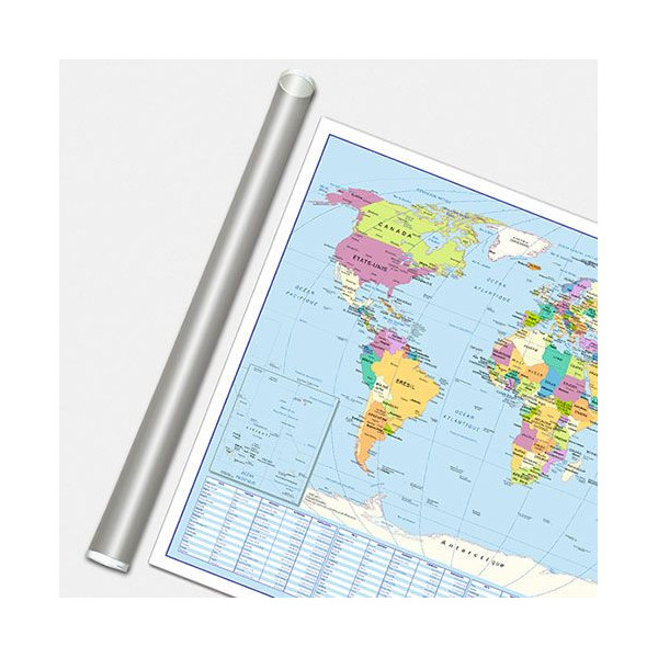 Carte Murale Pelliculée Monde Politique 66 X 84,5 Cm pas cher