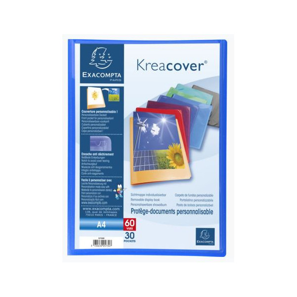 Porte-Vues 60 Vues Bleu Kreacover - Exacompta pas cher