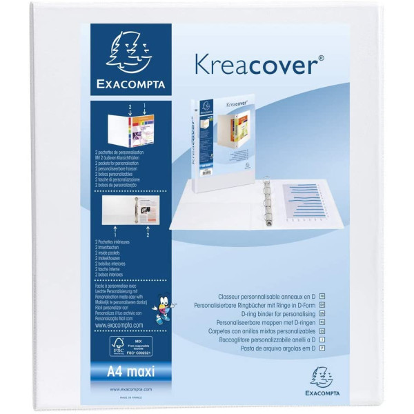 Classeur Kreacover 4 Anneaux Dos 40Mm Blanc pas cher