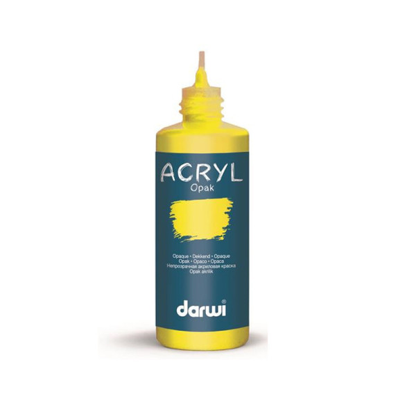 Peinture acrylique - Jaune citron - Tous supports - Opaque - Indélébile - Darwi - 80ml
