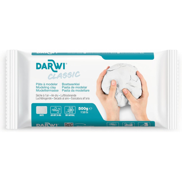 photo-Pâte à modeler - Naturelle - Blanche - Autodurcissante - Enfant et adulte - Darwi - 500g