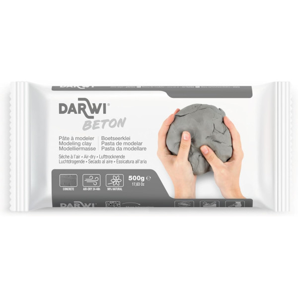 photo-Pâte à modeler - Effet béton - Autodurcissante - Enfant et adulte - Darwi - 500g