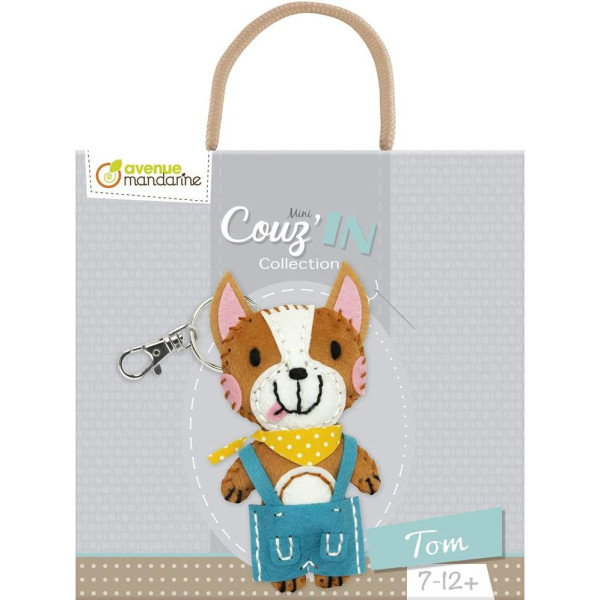 Porte-clé - Figurine en feutrine - A faire soi même - Tom le chien - Kit - Mini Couz'in