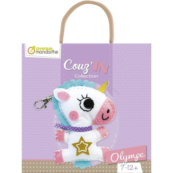 Porte-clé - Figurine en feutrine - A faire soi même - Olympe la licorne - Kit - Mini Couz'in