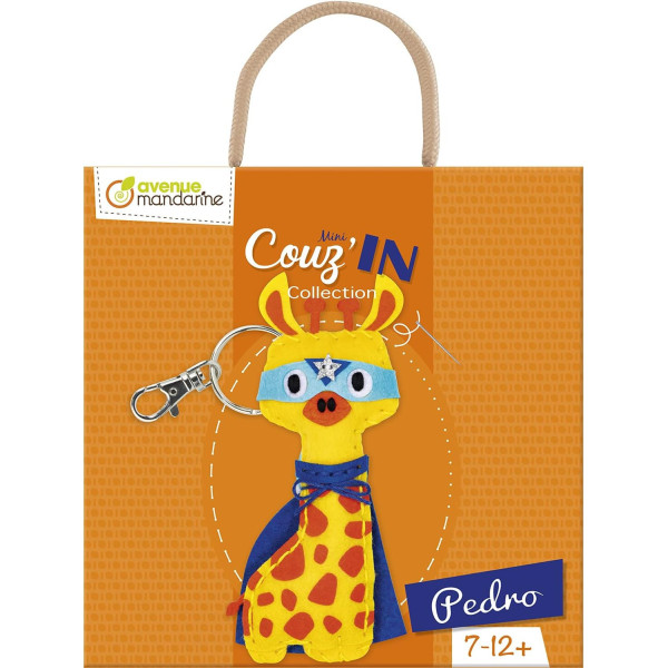 Porte-clé - Figurine en feutrine - A faire soi même - Pédro la girafe - Kit - Mini Couz'in
