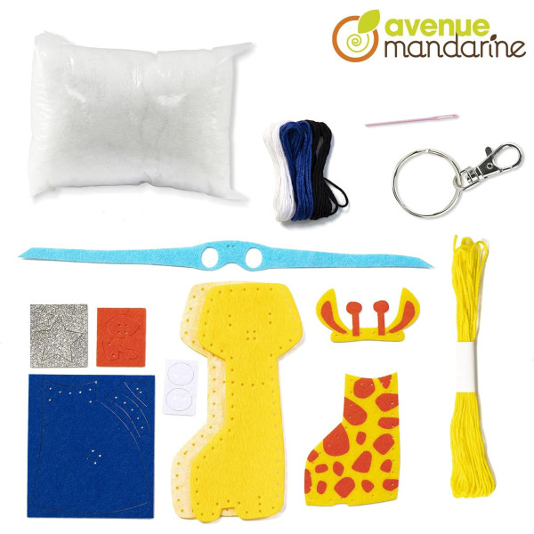 Porte-clé - Figurine en feutrine - A faire soi même - Pédro la girafe - Kit - Mini Couz'in