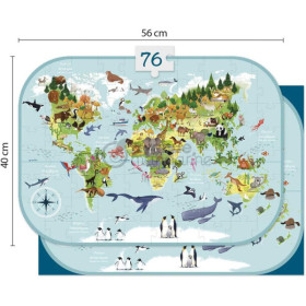 Puzzle - Educatif - 76 pièces - Enfant dès 6 ans - Apprendre pays et continents