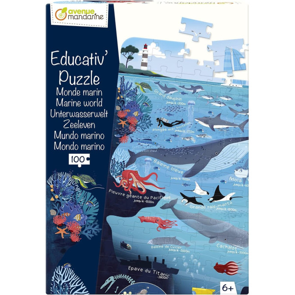 photo - Puzzle - Educatif - 100 pièces - Enfant dès 6 ans - Apprendre le monde marin