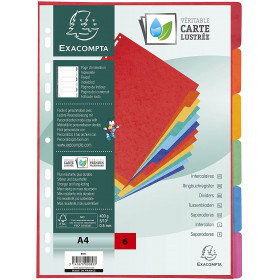Intercalaires A4 - 6 Positions - Carte Lustrée 400G - Exacompta pas cher