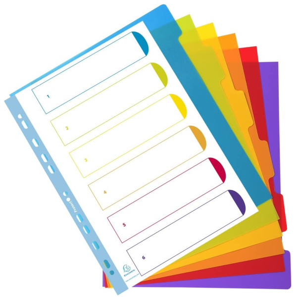 Intercalaires Polypro - A4+ - 6 Positions - Campus - Exacompta | Surdiscount