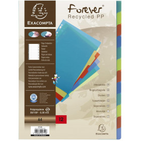 Intercalaires Polypro - A4 - 12 Positions - Forever - Exacompta pas cher