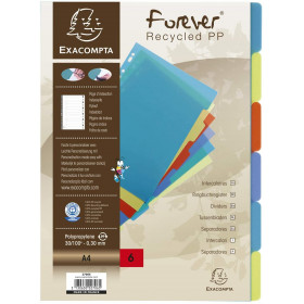 Intercalaires Polypro - A4 - 6 Positions - Forever - Exacompta pas cher