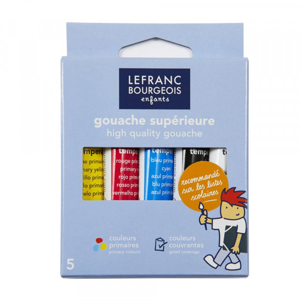 Lot De 5 Tubes De Gouache - Couleurs Primaires - Lefranc Bourgeois pas cher