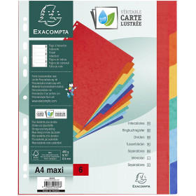 Intercalaires A4+ - 6 Positions - Carte Lustrée 400G - Exacompta pas cher
