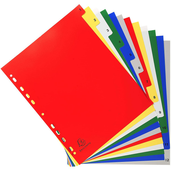 Intercalaires Polypro - 12 Positions - 1 À 12 - A4+ - Exacompta | Surdiscount