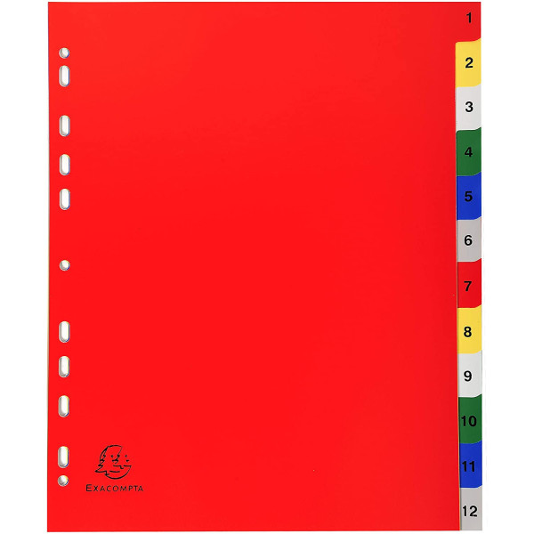 Intercalaires Polypro - 12 Positions - 1 À 12 - A4+ - Exacompta | à seulement 1,5 €