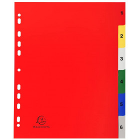 Intercalaires Polypro - 6 Positions - 1 À 6 - A4+ - Exacompta | Surdiscount