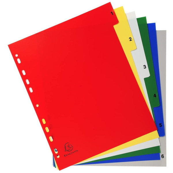 Intercalaires Polypro - 6 Positions - 1 À 6 - A4+ - Exacompta | à seulement 1,2 €
