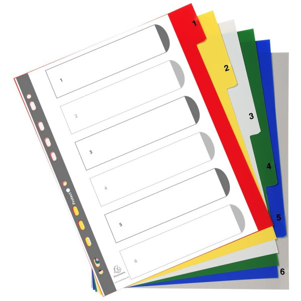 Acheter Intercalaires Polypro - 6 Positions - 1 À 6 - A4+ - Exacompta