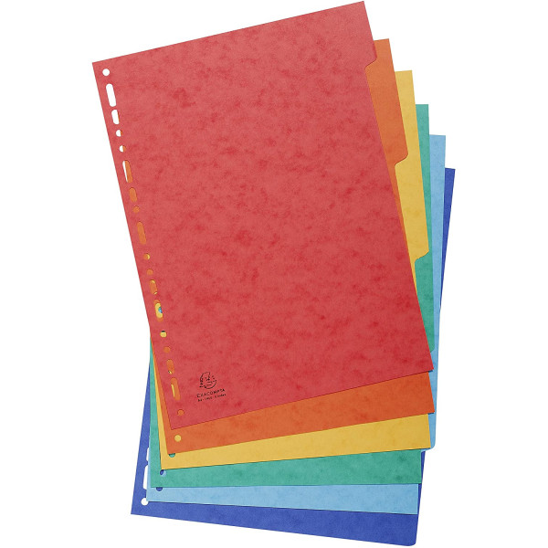 Intercalaires A4 - 6 Positions - Carte Lustrée 225G - Exacompta | Surdiscount