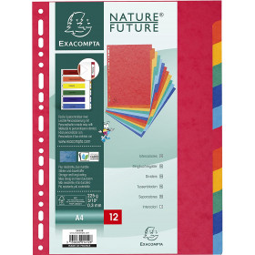 Intercalaires A4 - 12 Positions - Carte Lustrée 225G - Exacompta pas cher