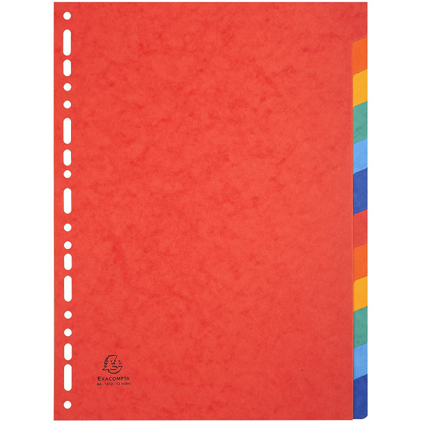 Intercalaires A4 - 12 Positions - Carte Lustrée 225G - Exacompta | Surdiscount