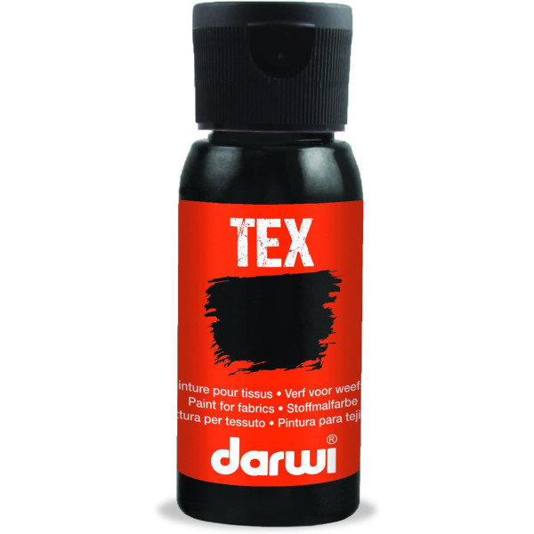 photo-Peinture pour tissus - Noir - Opaque - Peinture à l'eau - Tex - Darwi - 50ml