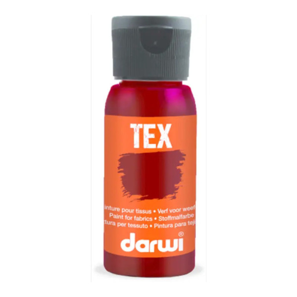 photo-Peinture pour tissus - Rouge régina - Opaque - Peinture à l'eau - Tex - Darwi - 50ml