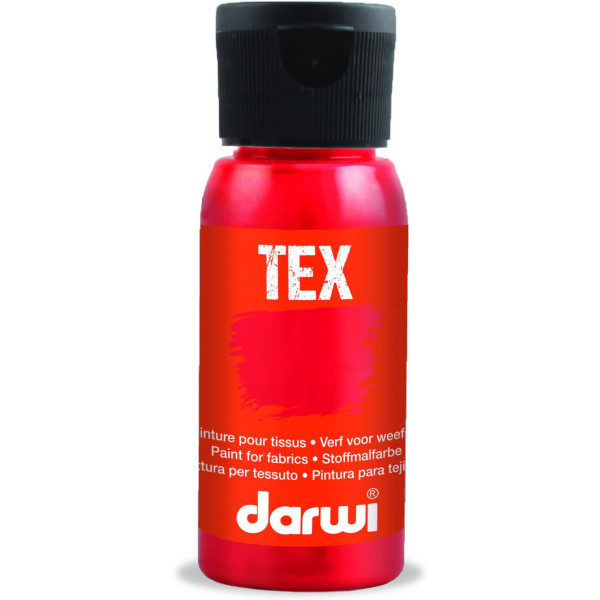 photo-Peinture pour tissus - Vermillon - Opaque - Peinture à l'eau - Tex - Darwi - 50ml