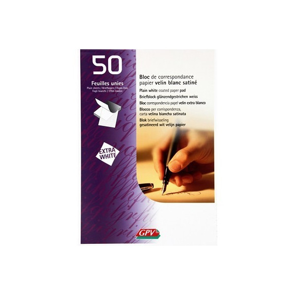 Bloc de correspondance 50 feuilles unies - A4 - 90g - GPV
