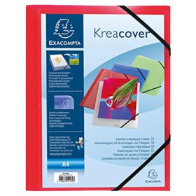 Chemise A Rabats Polypro Kreacover 24 X 32 Cm - Rouge - Exacompta pas cher